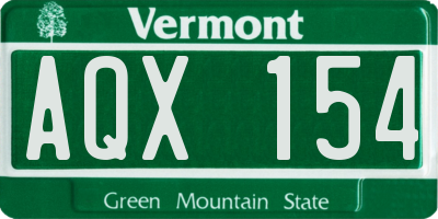 VT license plate AQX154