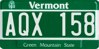 VT license plate AQX158