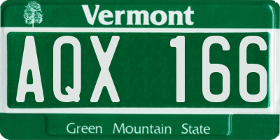 VT license plate AQX166