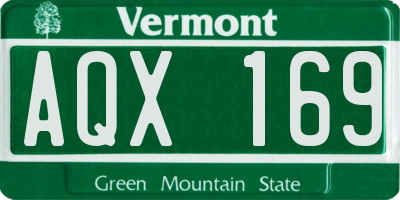 VT license plate AQX169