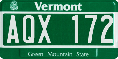VT license plate AQX172