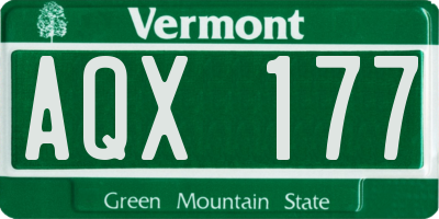 VT license plate AQX177