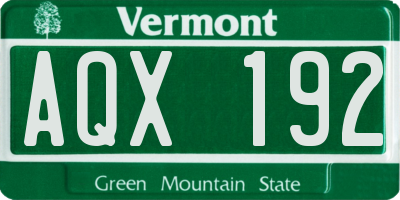 VT license plate AQX192