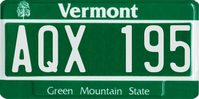 VT license plate AQX195