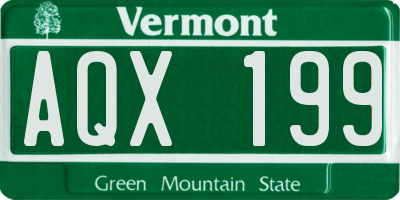 VT license plate AQX199