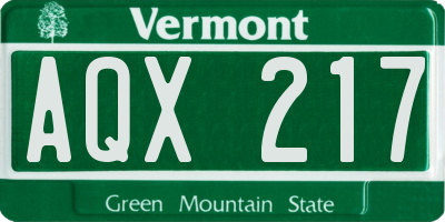 VT license plate AQX217