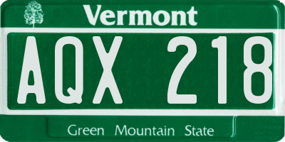 VT license plate AQX218