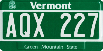 VT license plate AQX227