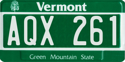 VT license plate AQX261