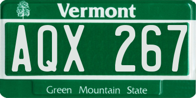 VT license plate AQX267