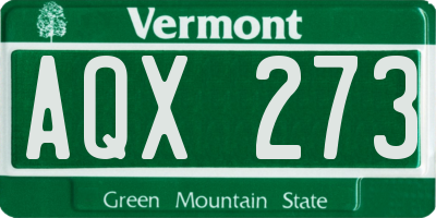 VT license plate AQX273