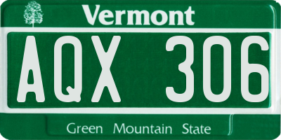 VT license plate AQX306