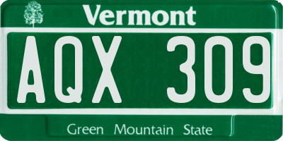 VT license plate AQX309