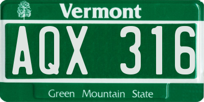 VT license plate AQX316