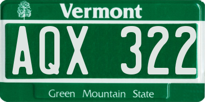 VT license plate AQX322