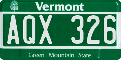 VT license plate AQX326