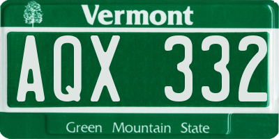 VT license plate AQX332