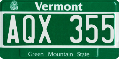 VT license plate AQX355