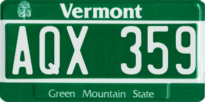 VT license plate AQX359