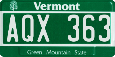 VT license plate AQX363