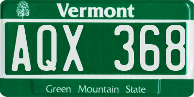 VT license plate AQX368