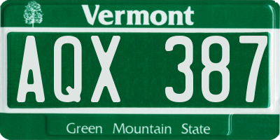 VT license plate AQX387