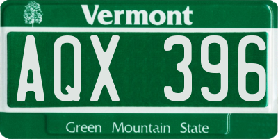 VT license plate AQX396