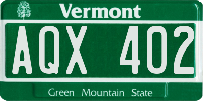 VT license plate AQX402