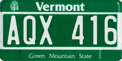 VT license plate AQX416