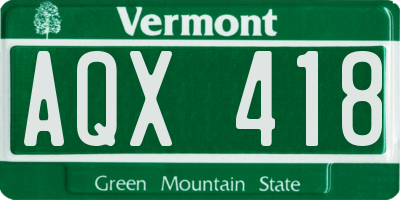 VT license plate AQX418