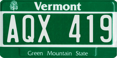 VT license plate AQX419