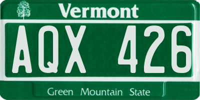 VT license plate AQX426