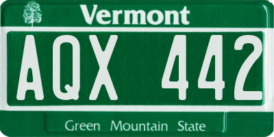 VT license plate AQX442