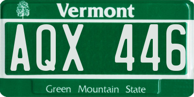 VT license plate AQX446