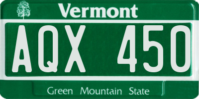 VT license plate AQX450