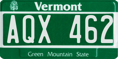 VT license plate AQX462