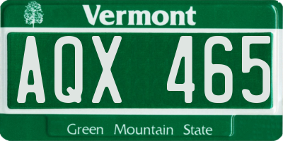VT license plate AQX465