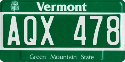 VT license plate AQX478