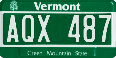 VT license plate AQX487