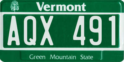 VT license plate AQX491