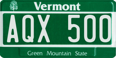VT license plate AQX500