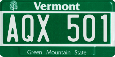 VT license plate AQX501