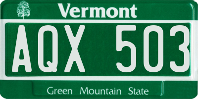 VT license plate AQX503