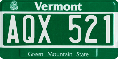 VT license plate AQX521