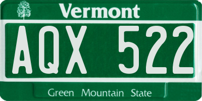 VT license plate AQX522