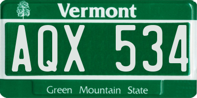 VT license plate AQX534