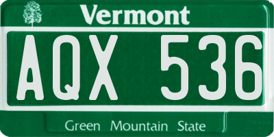 VT license plate AQX536