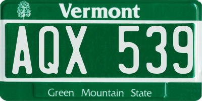 VT license plate AQX539
