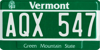 VT license plate AQX547