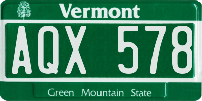 VT license plate AQX578